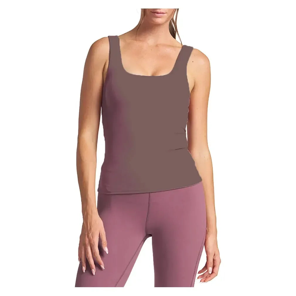 Women's Endure U-Neck Bra Tennis Tank Mocha-Apparel-Thrive Societe-TB3021024-MF25-1-[Sku]-Tennis Express