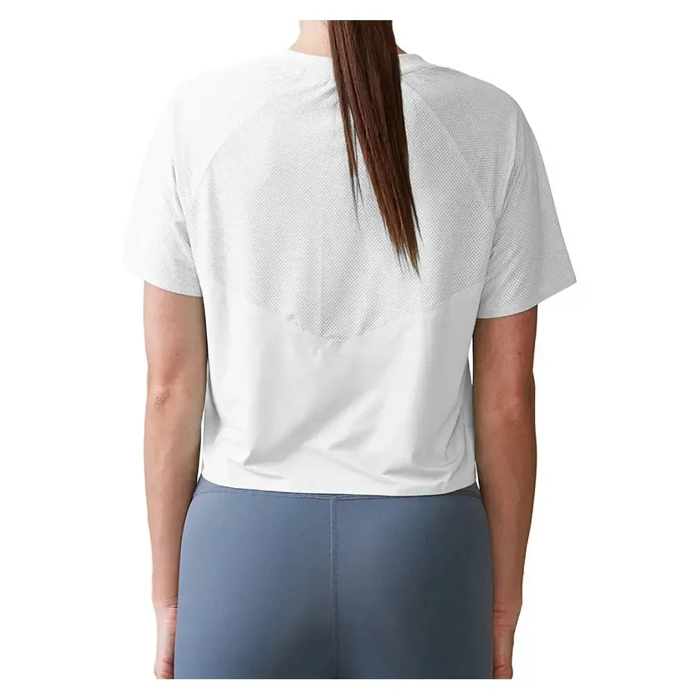 Women's UPF Crop Performance Tennis Tee White