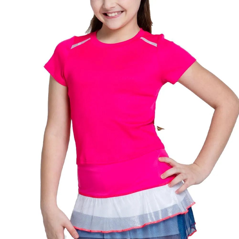 Girls' Hip To It Short Sleeve Tennis Top Shocking Pink - Kings Dr