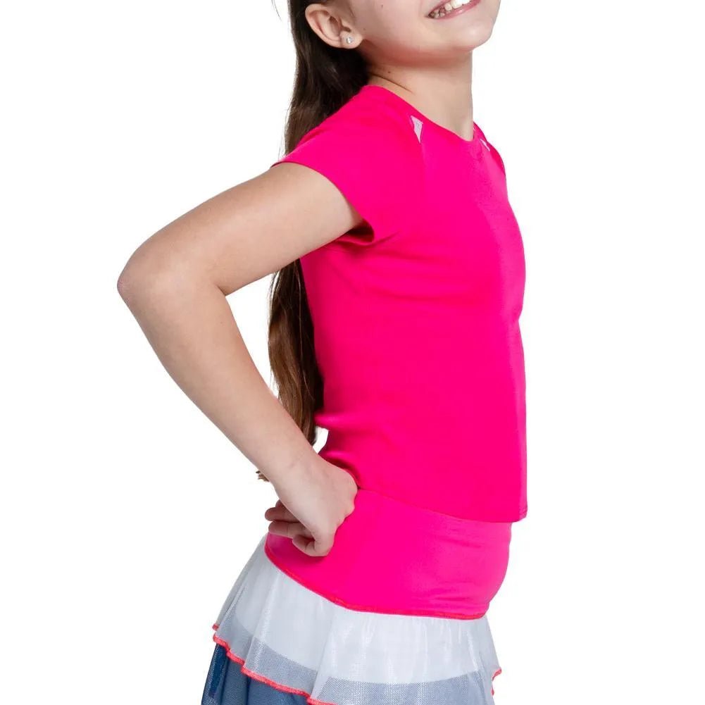 Girls' Hip To It Short Sleeve Tennis Top Shocking Pink - Kings Dr