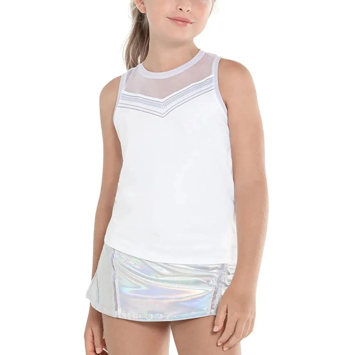 Girl's Ikat About It Tie Back Tennis Tank White - Kings Dr