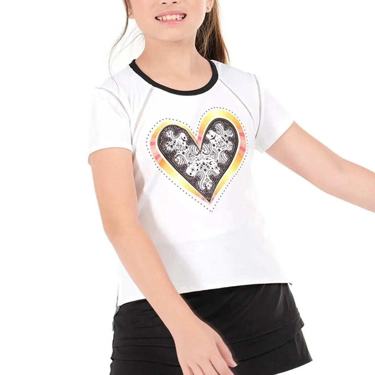 Girl's Paisley in Love Short Sleeve Tennis Top White - Kings Dr