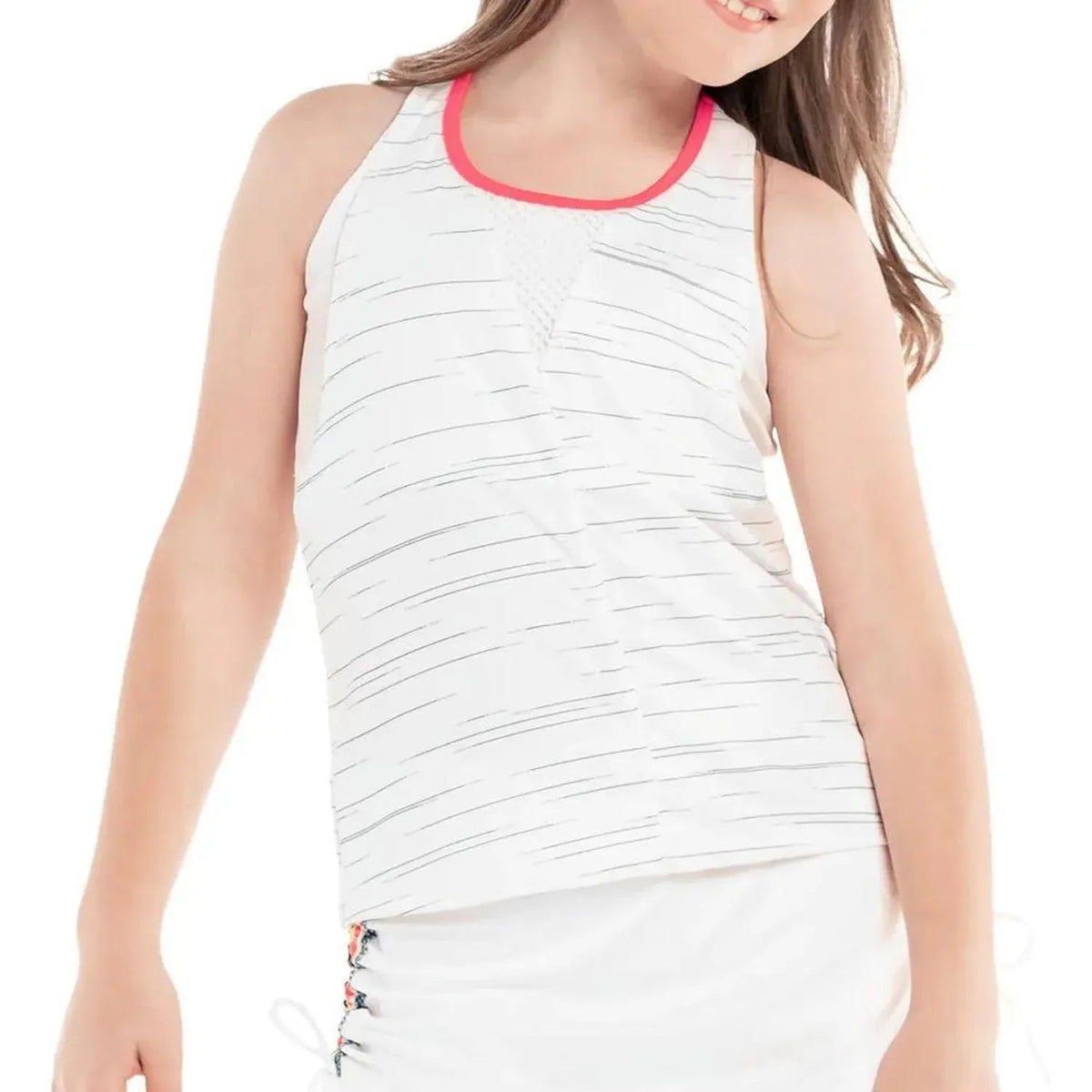 Girls' Palm Line Layer Tennis Tank White - Kings Dr