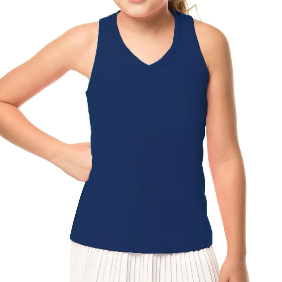 Girl's V-Neck Cutout Tennis Tank Navy - Kings Dr