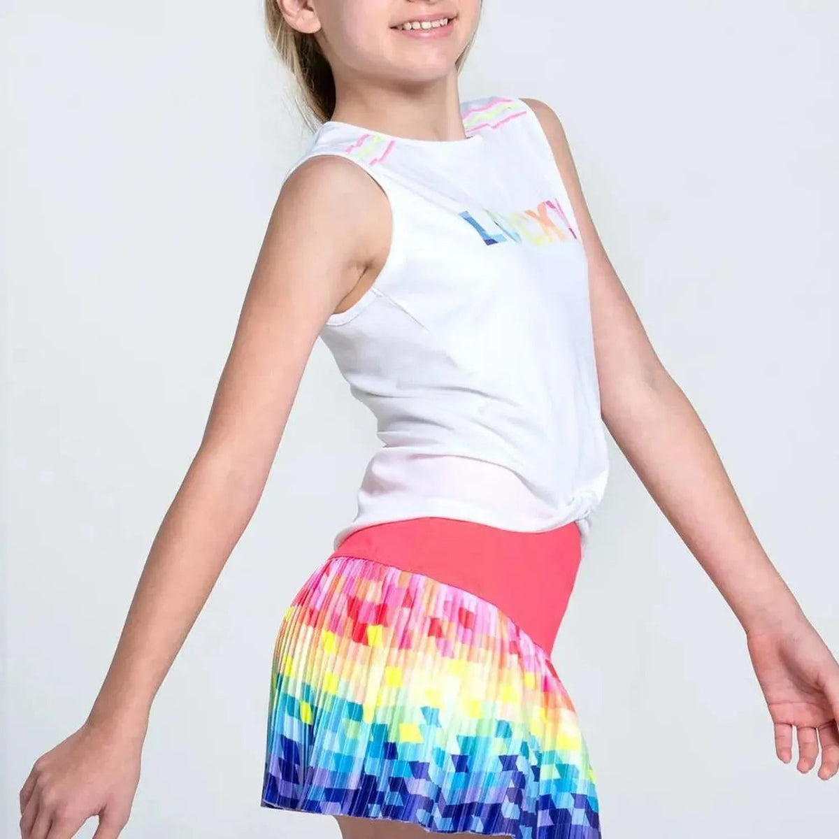 Girls'Love In Color Tennis Tank Rainbow - Kings Dr