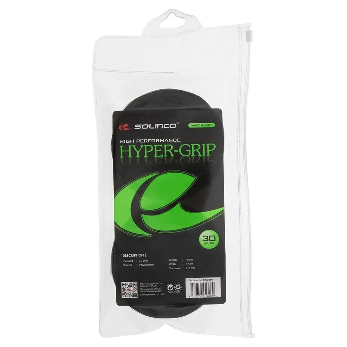 Hyper Extra Tacky Tennis Over Grip Black 30 Pack - Kings Dr