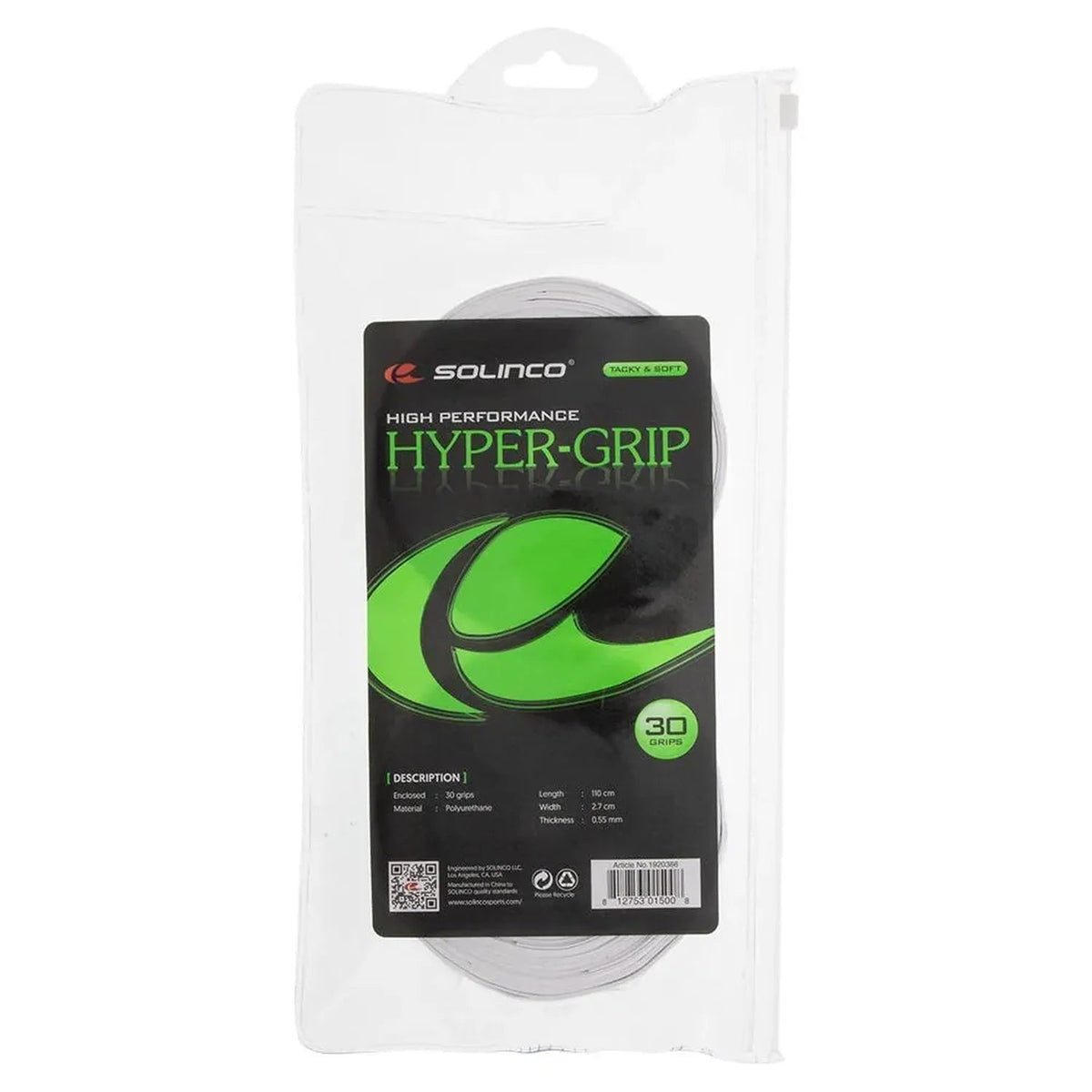 Hyper Extra Tacky Tennis Overgrip White 30 Pack - Kings Dr