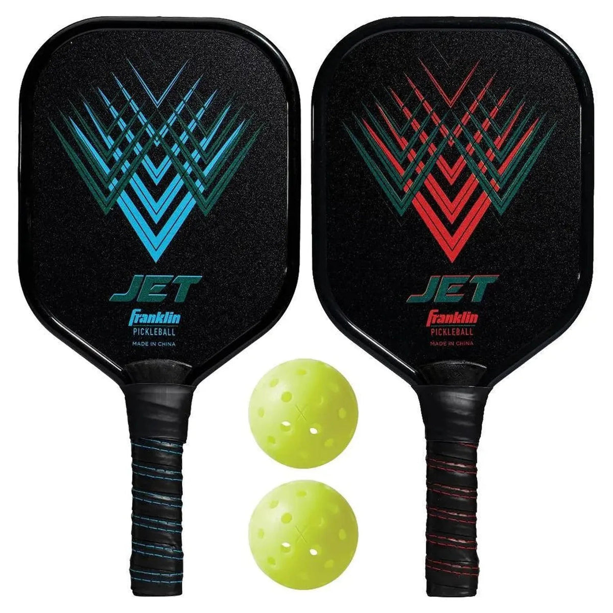 Jet Aluminum Pickleball Paddles and Balls 2 Player Set - Kings Dr
