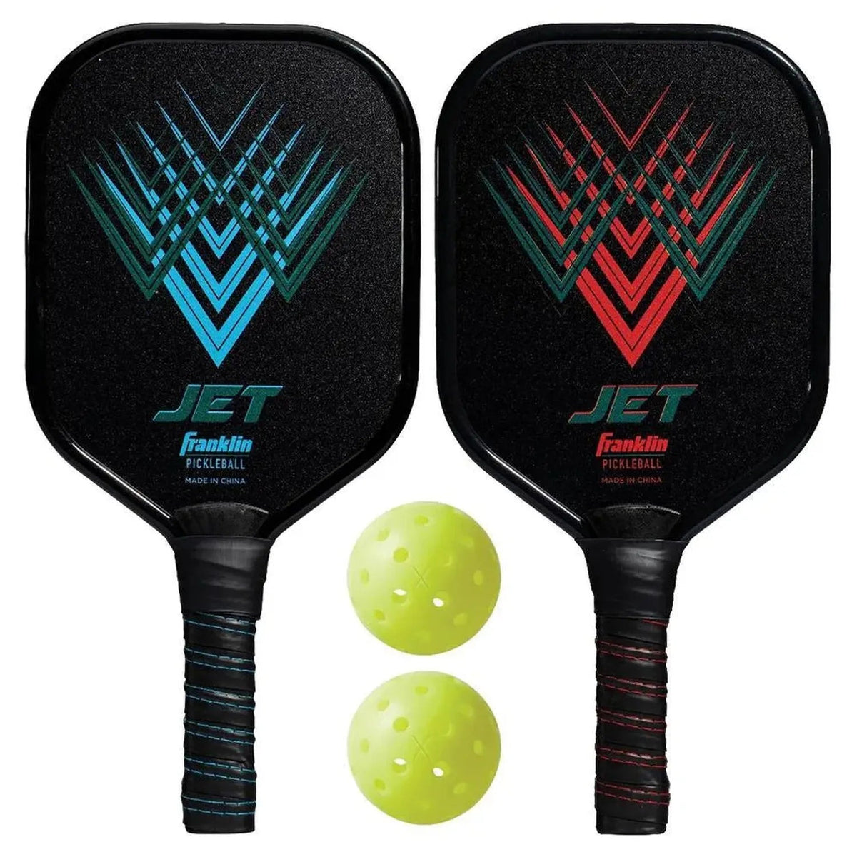 Jet Aluminum Pickleball Paddles and Balls 2 Player Set - Kings Dr