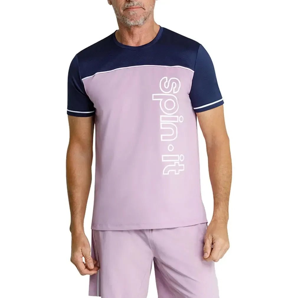 Men's Lionel Short Sleeve Pickleball Tee Lavender Mist and Chalk - Kings Dr