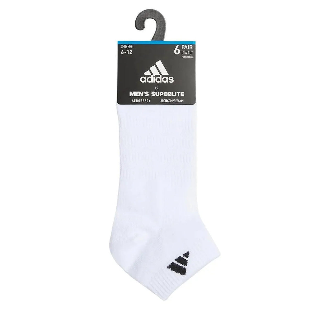 Men's Superlite 3.0 6 Pack Low Cut Tennis Socks White and Black - Kings Dr