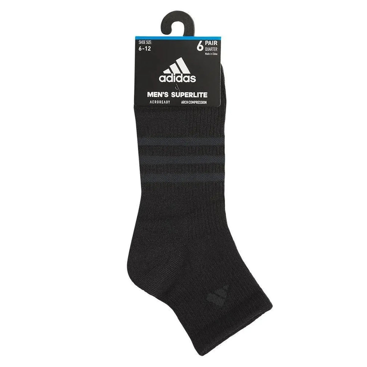Men's Superlite 3.0 6 Pack Quarter Tennis Socks Black and Night Grey - Kings Dr