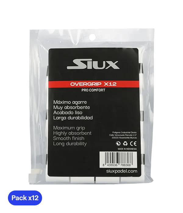 Overgrip Siux Pro Comfort Lisos Blancos (Pack x12) - Kings Dr