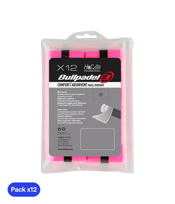 Overgrips Bullpadel GB-1601 Microperforado Rosa (Pack x12) - Kings Dr