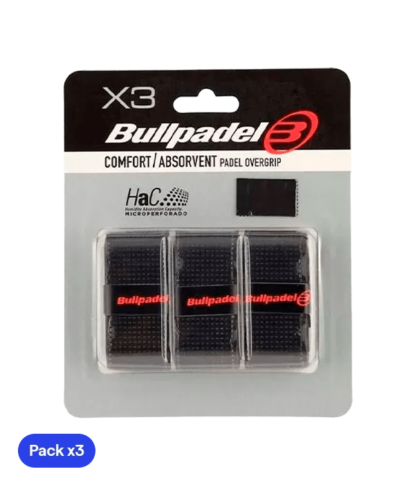 Overgrips Bullpadel GB1201 Comfort/Absorbent Negro (Pack x3) - Kings Dr