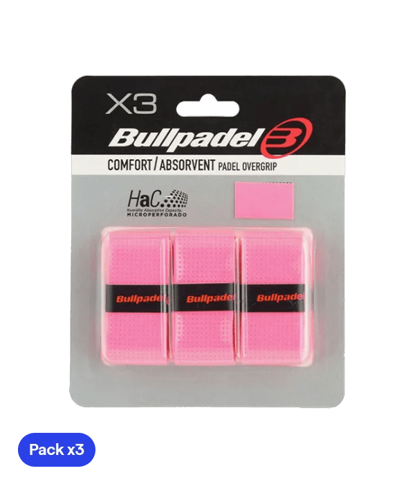 Overgrips Bullpadel GB1201 Comfort/Absorbent Rosa Fluor (Pack x3) - Kings Dr