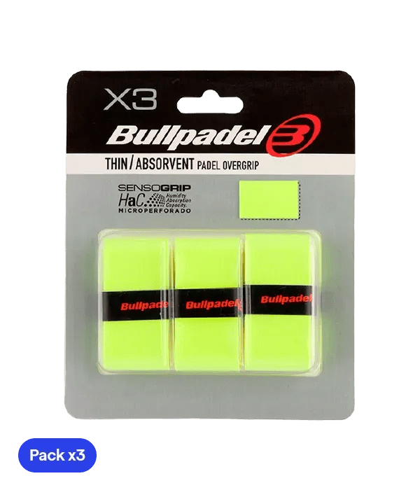 Overgrips Bullpadel GB1705 Thin/Absorvent Amarillo Fluor (Pack x3) - Kings Dr