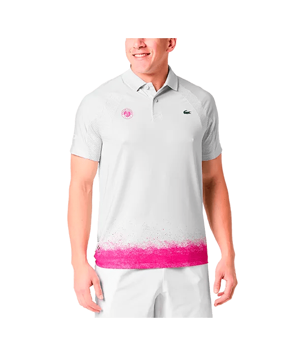 Polo Lacoste Roland Garros Blanco/Rosa 2025 - Kings Dr