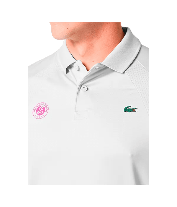 Polo Lacoste Roland Garros Blanco/Rosa 2025 - Kings Dr