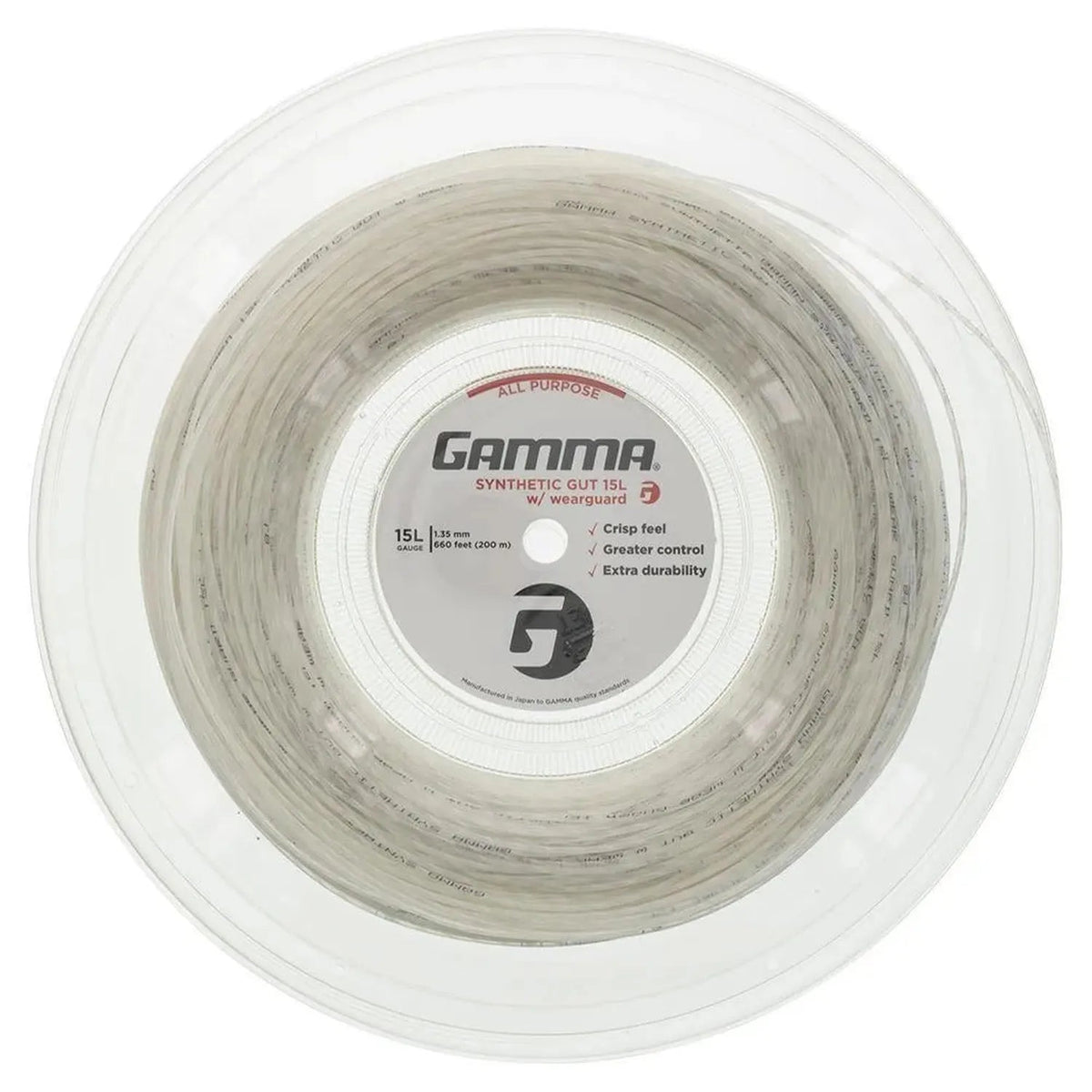 Synthetic Gut with Wearguard 15L Tennis String Reel White - Kings Dr
