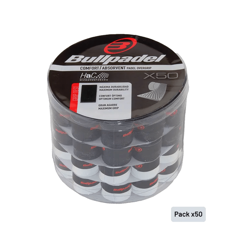 Tambor Overgrips Bullpadel GB1201 Perforados Negro/White (x50) - Kings Dr