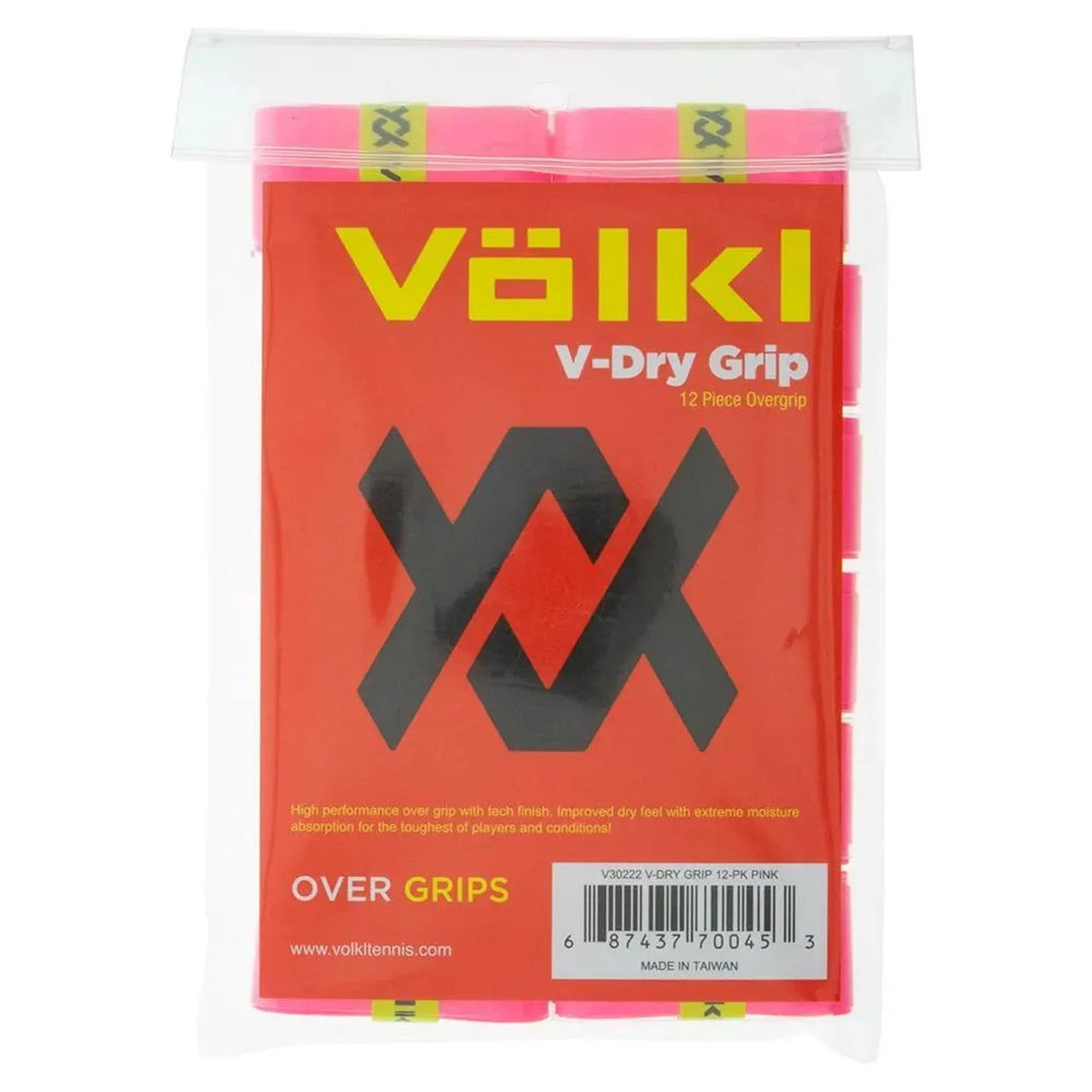 V-Dry Tennis Overgrip 12 Pack Pink - Kings Dr