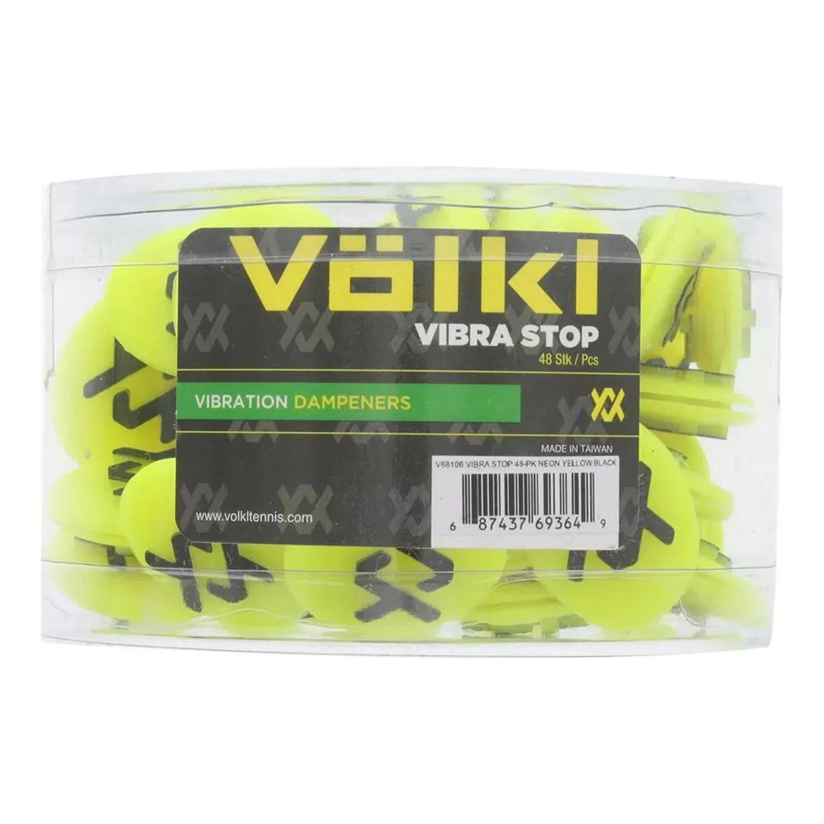 Vibrastops Tennis Dampeners 48 Piece Neon Yellow and Black - Kings Dr