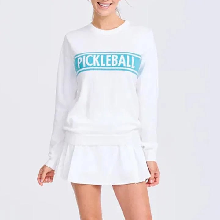 Women's Club Sport Pickleball Sweater White and Light Blue - Kings Dr